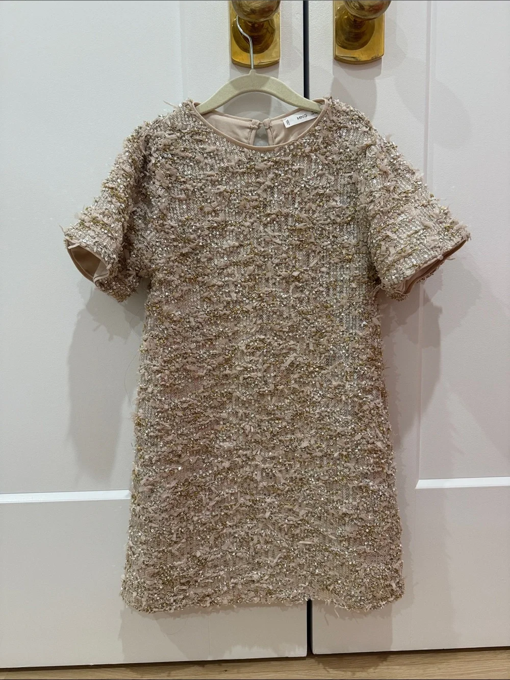Mango Girls' Champagne Tweed Shift Dress